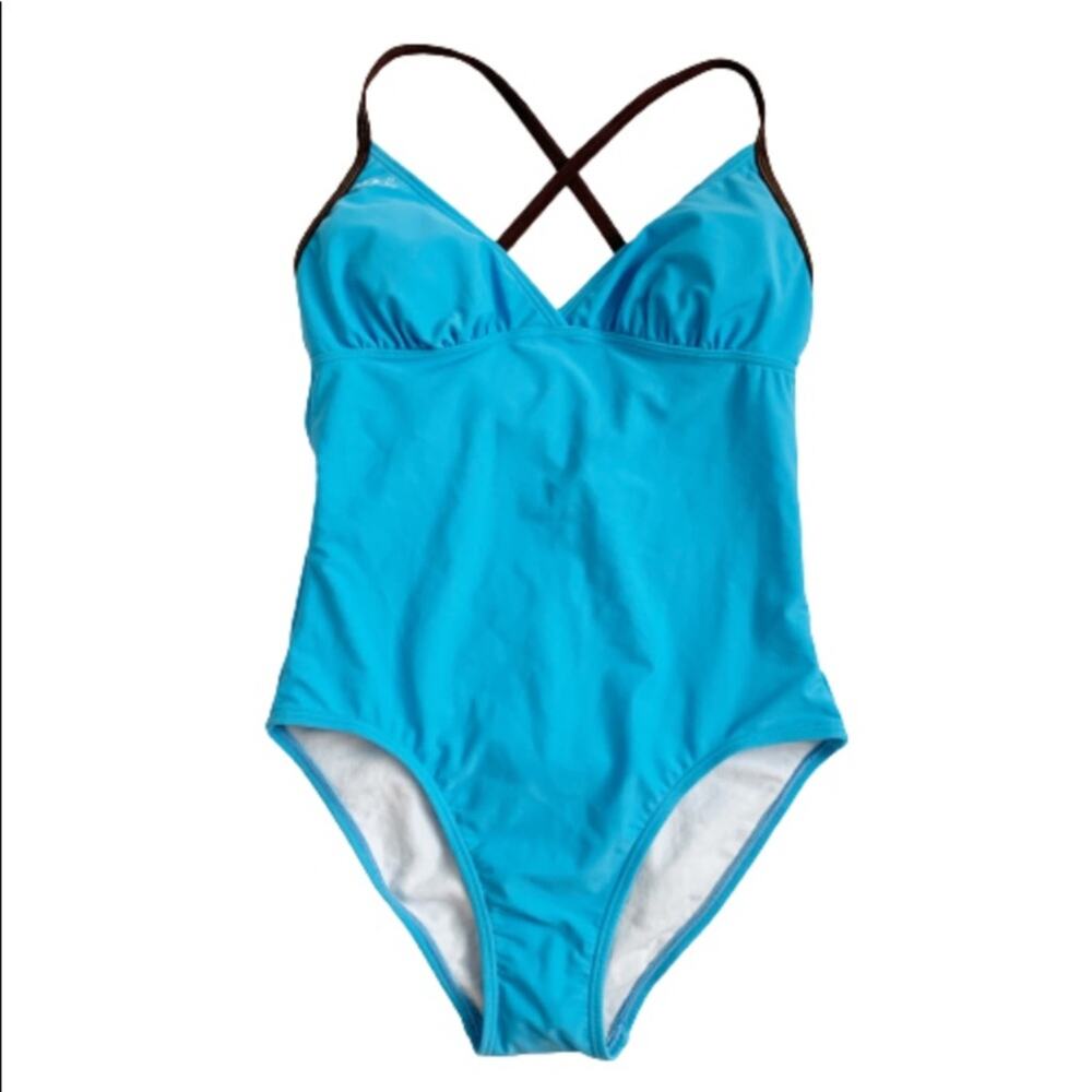Lole Maya Swimsuit Turquoise UPF50 One Piece Back Tie Swimsuit Size Medium NEW